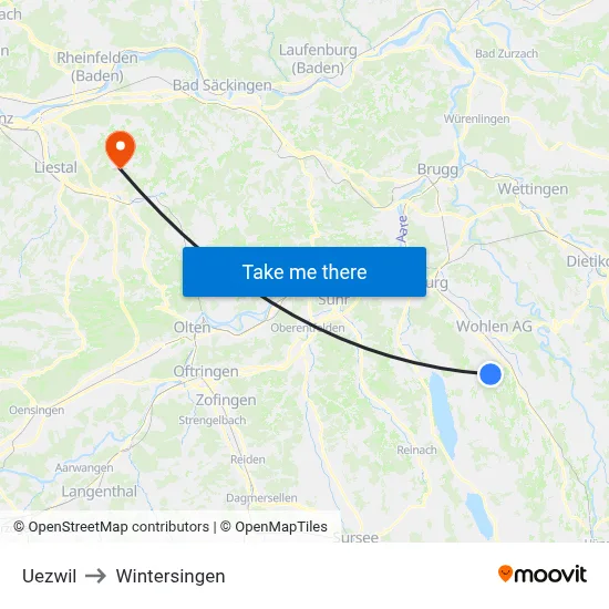 Uezwil to Wintersingen map