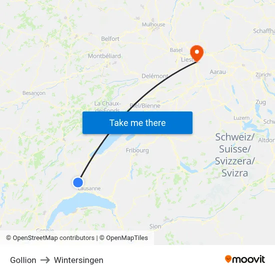 Gollion to Wintersingen map