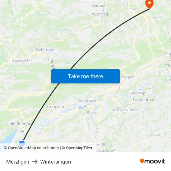 Merzligen to Wintersingen map