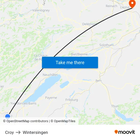 Croy to Wintersingen map