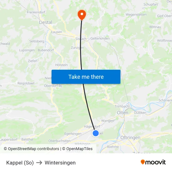 Kappel (So) to Wintersingen map