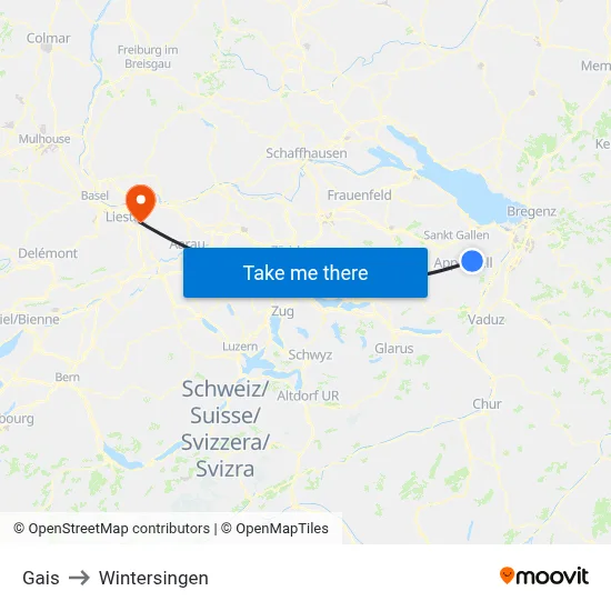 Gais to Wintersingen map