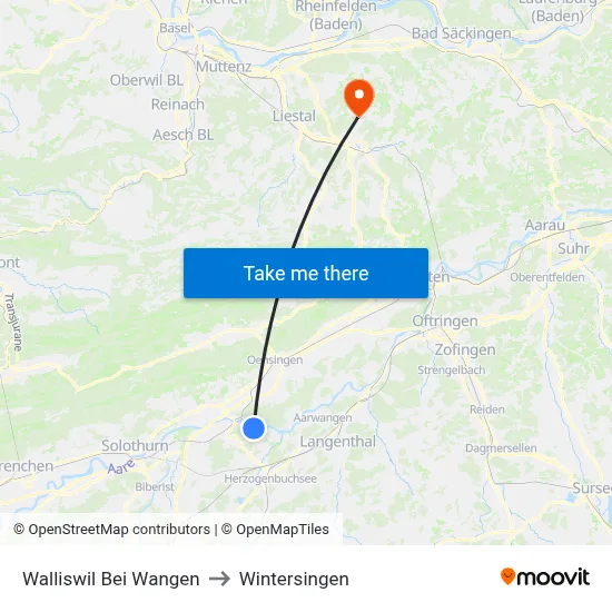 Walliswil Bei Wangen to Wintersingen map