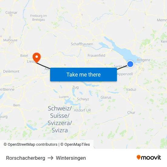 Rorschacherberg to Wintersingen map