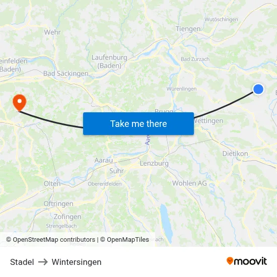 Stadel to Wintersingen map