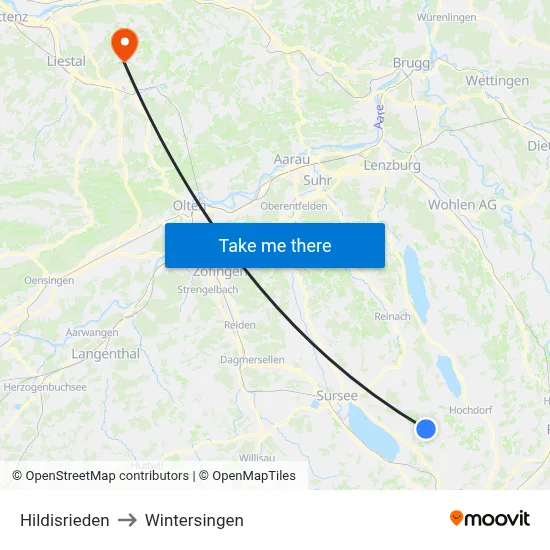 Hildisrieden to Wintersingen map