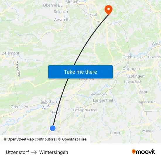 Utzenstorf to Wintersingen map