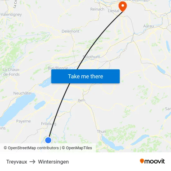 Treyvaux to Wintersingen map