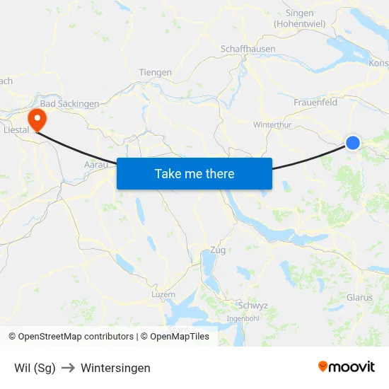 Wil (Sg) to Wintersingen map