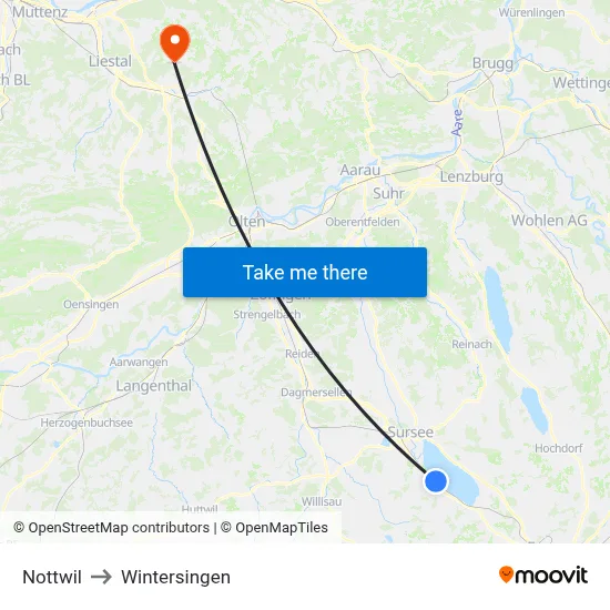 Nottwil to Wintersingen map