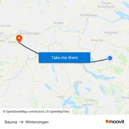Bauma to Wintersingen map