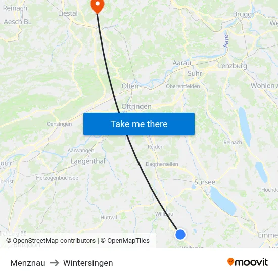 Menznau to Wintersingen map