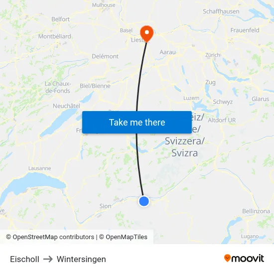 Eischoll to Wintersingen map