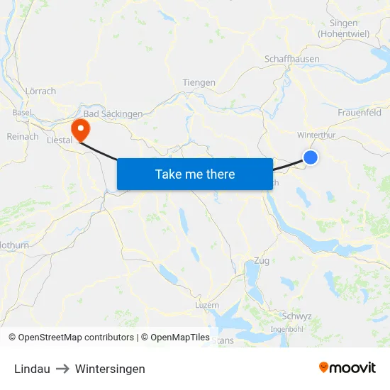 Lindau to Wintersingen map