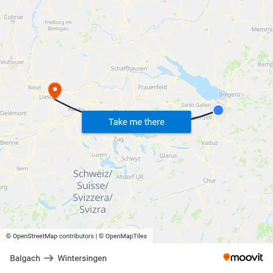 Balgach to Wintersingen map