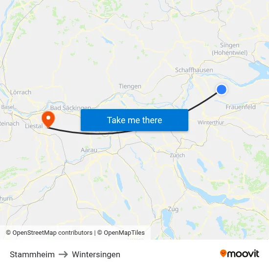 Stammheim to Wintersingen map
