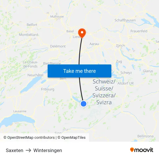 Saxeten to Wintersingen map