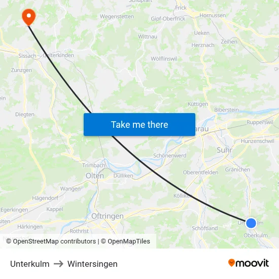Unterkulm to Wintersingen map