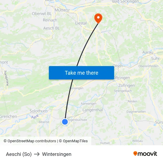Aeschi (So) to Wintersingen map