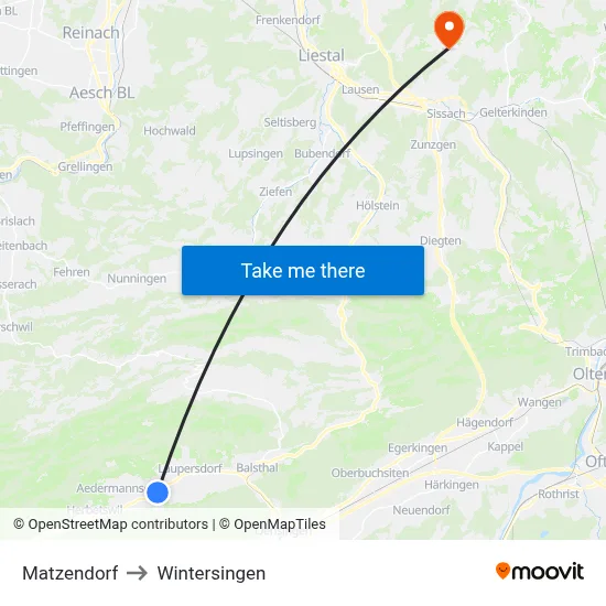 Matzendorf to Wintersingen map