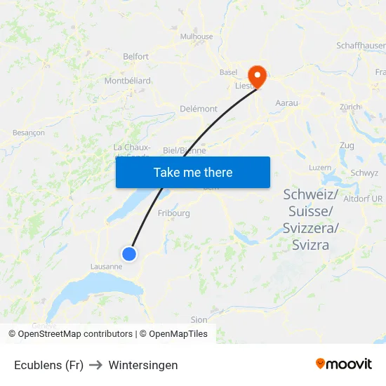 Ecublens (Fr) to Wintersingen map