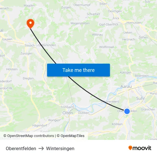 Oberentfelden to Wintersingen map