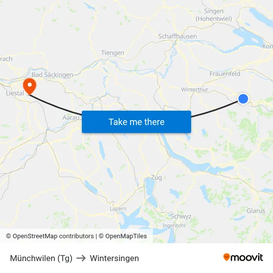 Münchwilen (Tg) to Wintersingen map