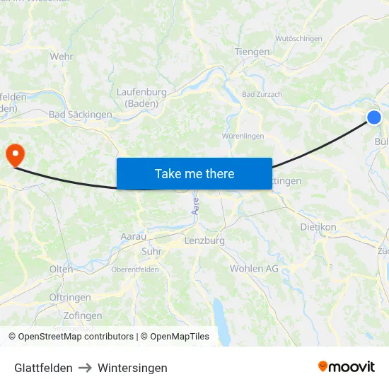 Glattfelden to Wintersingen map