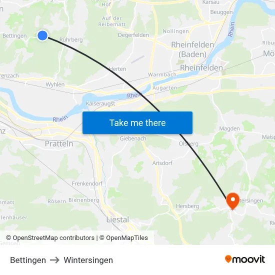 Bettingen to Wintersingen map