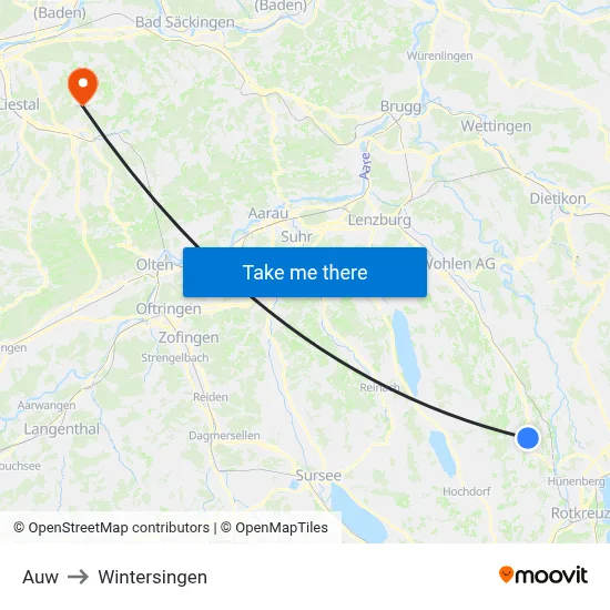 Auw to Wintersingen map