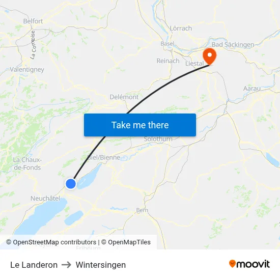 Le Landeron to Wintersingen map