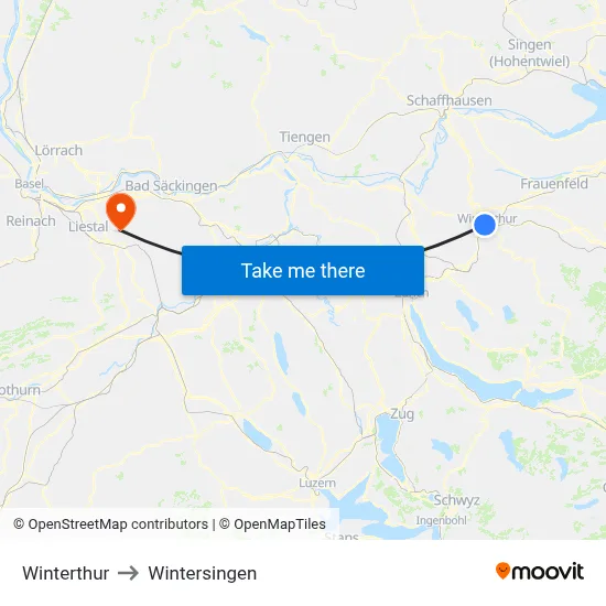 Winterthur to Wintersingen map