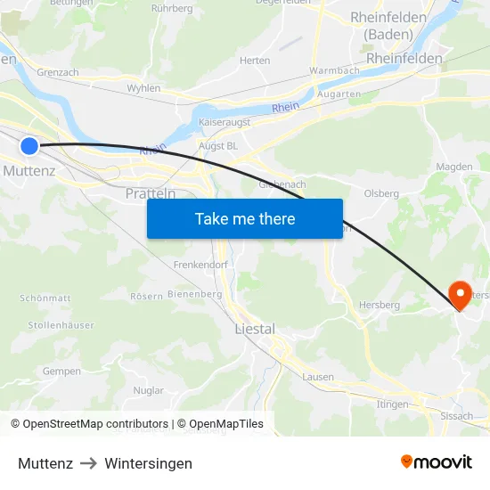 Muttenz to Wintersingen map