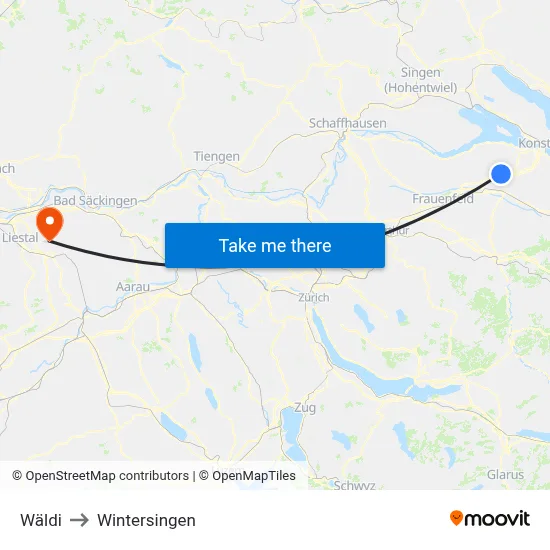 Wäldi to Wintersingen map