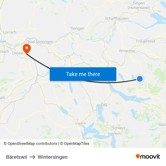 Bäretswil to Wintersingen map