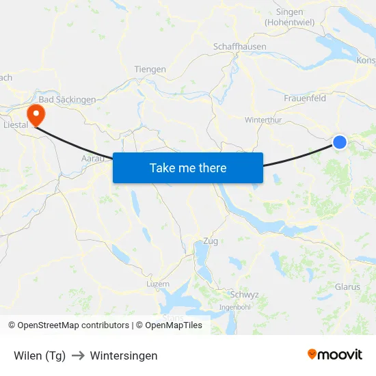 Wilen (Tg) to Wintersingen map