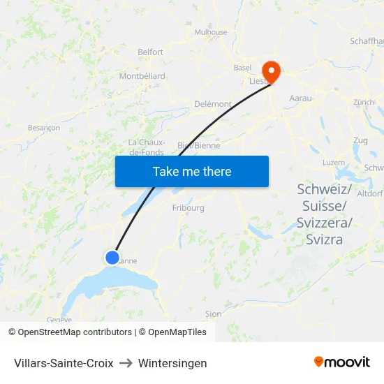 Villars-Sainte-Croix to Wintersingen map