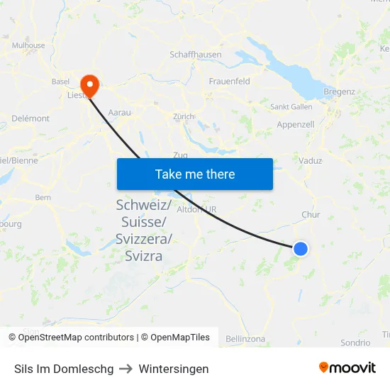 Sils Im Domleschg to Wintersingen map