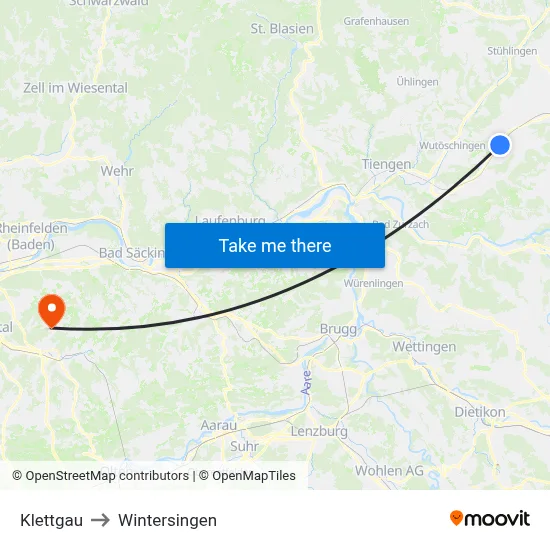 Klettgau to Wintersingen map
