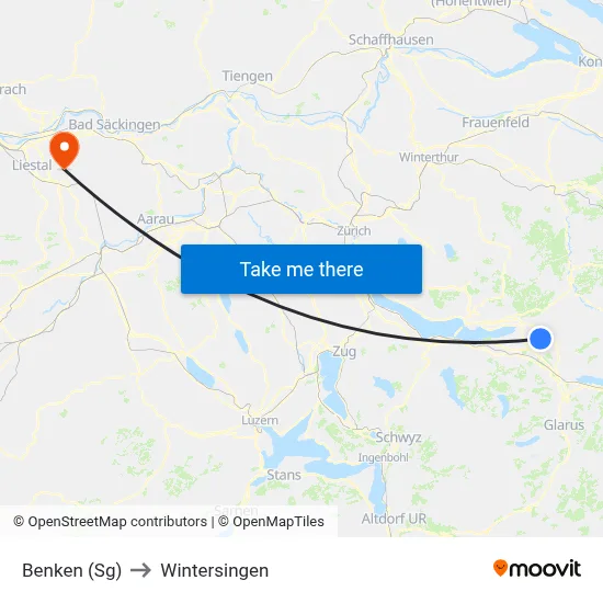 Benken (Sg) to Wintersingen map