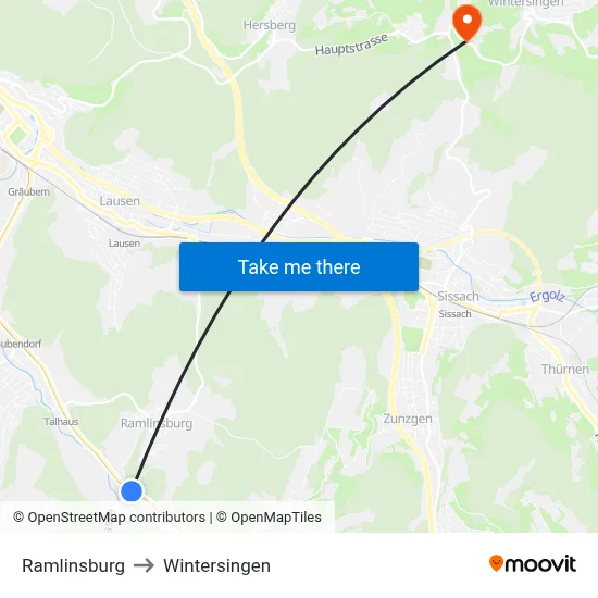 Ramlinsburg to Wintersingen map