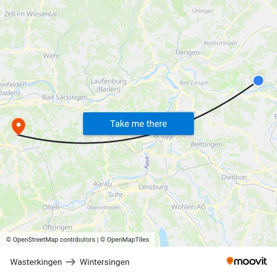 Wasterkingen to Wintersingen map