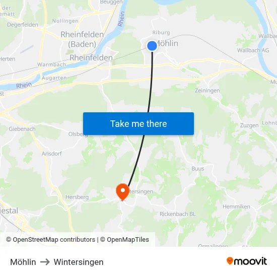 Möhlin to Wintersingen map