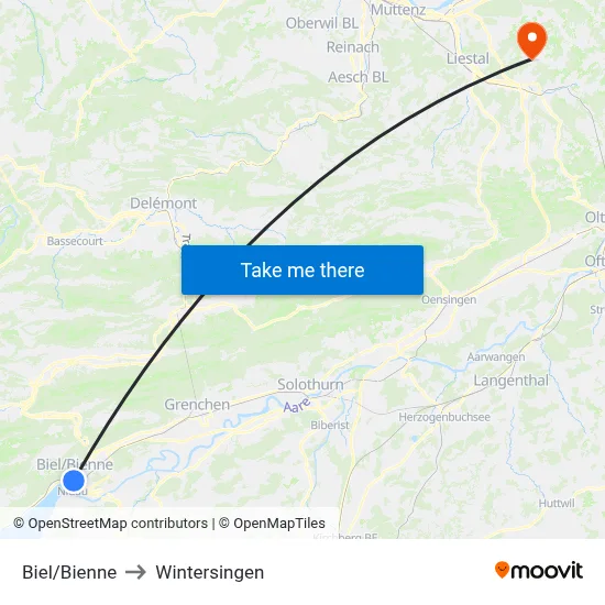 Biel/Bienne to Wintersingen map
