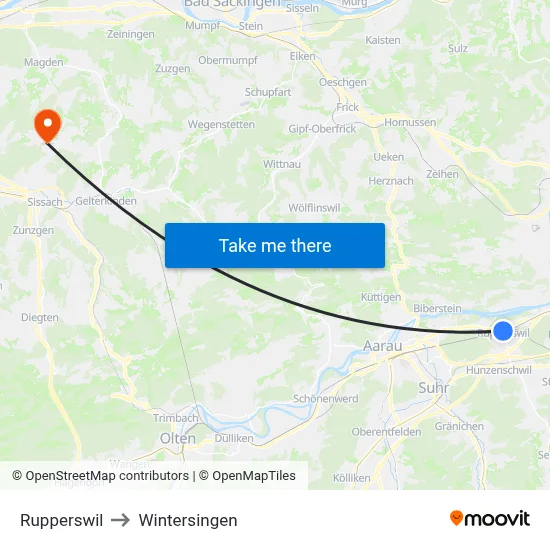 Rupperswil to Wintersingen map