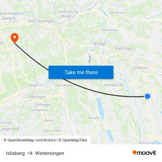 Islisberg to Wintersingen map