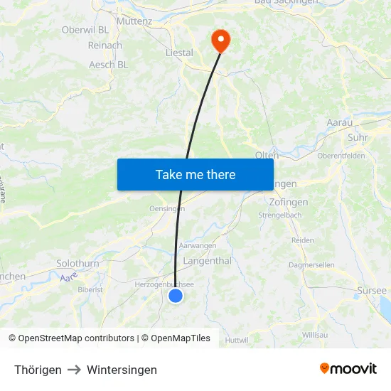 Thörigen to Wintersingen map