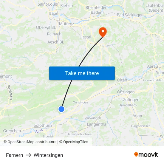 Farnern to Wintersingen map