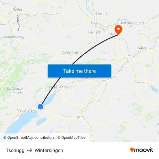 Tschugg to Wintersingen map