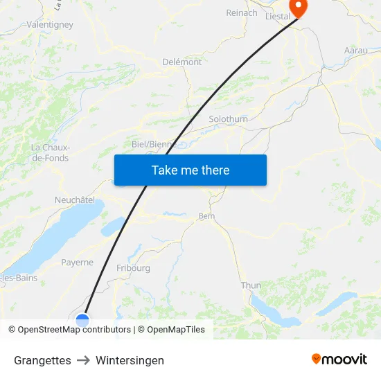 Grangettes to Wintersingen map
